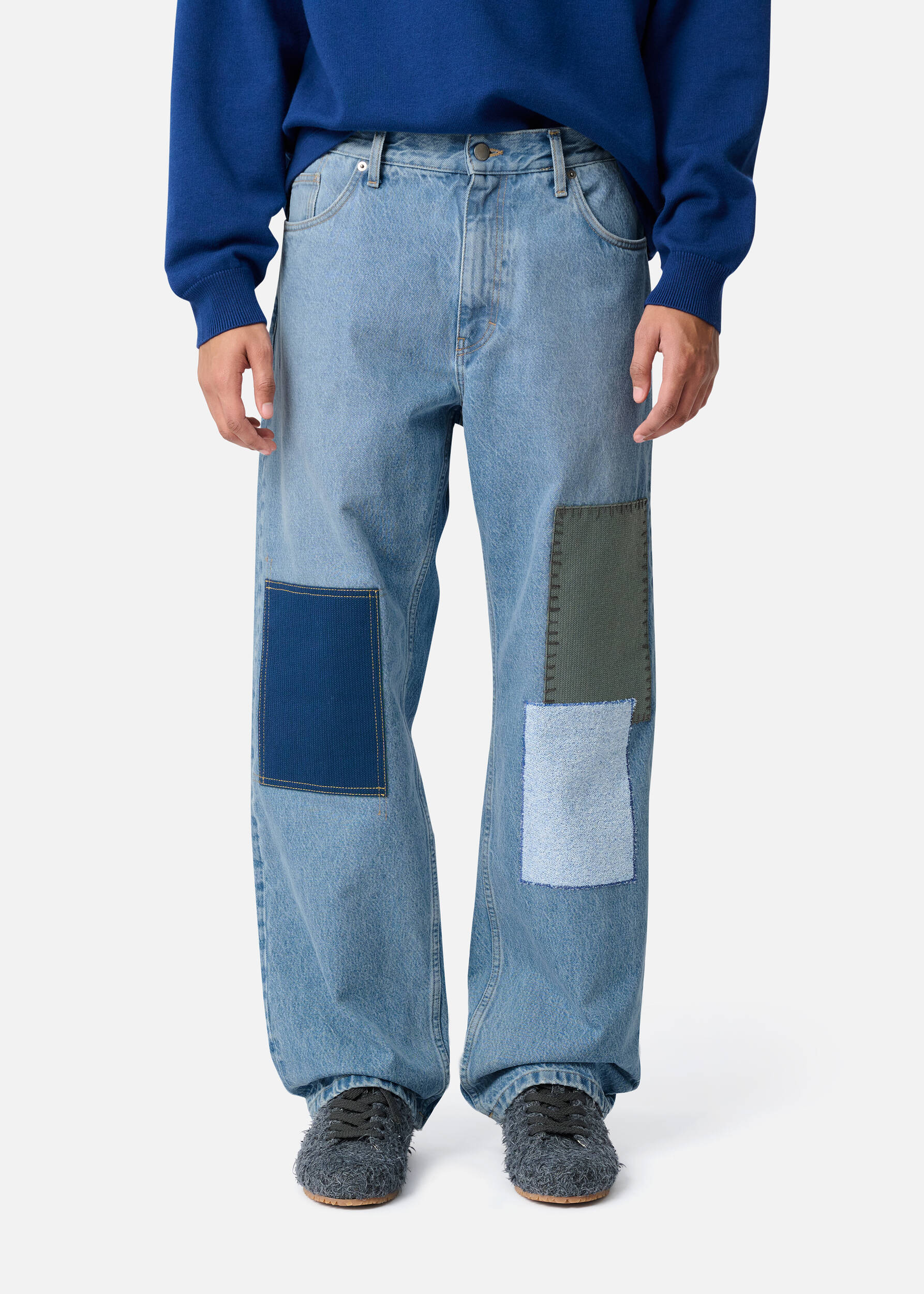 Zine Embroidered Patch Jeans Light Blue