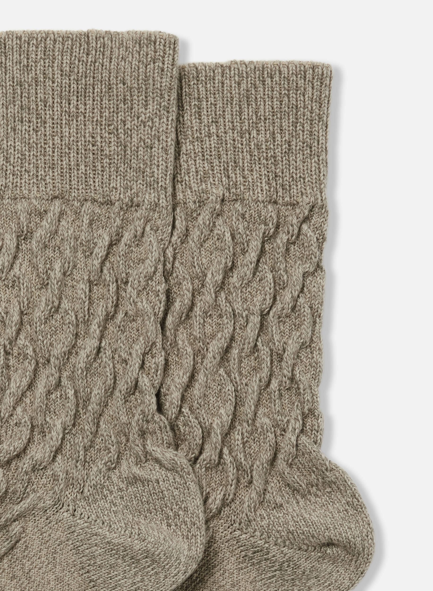 Cable Mélange Socks Mixed Beige