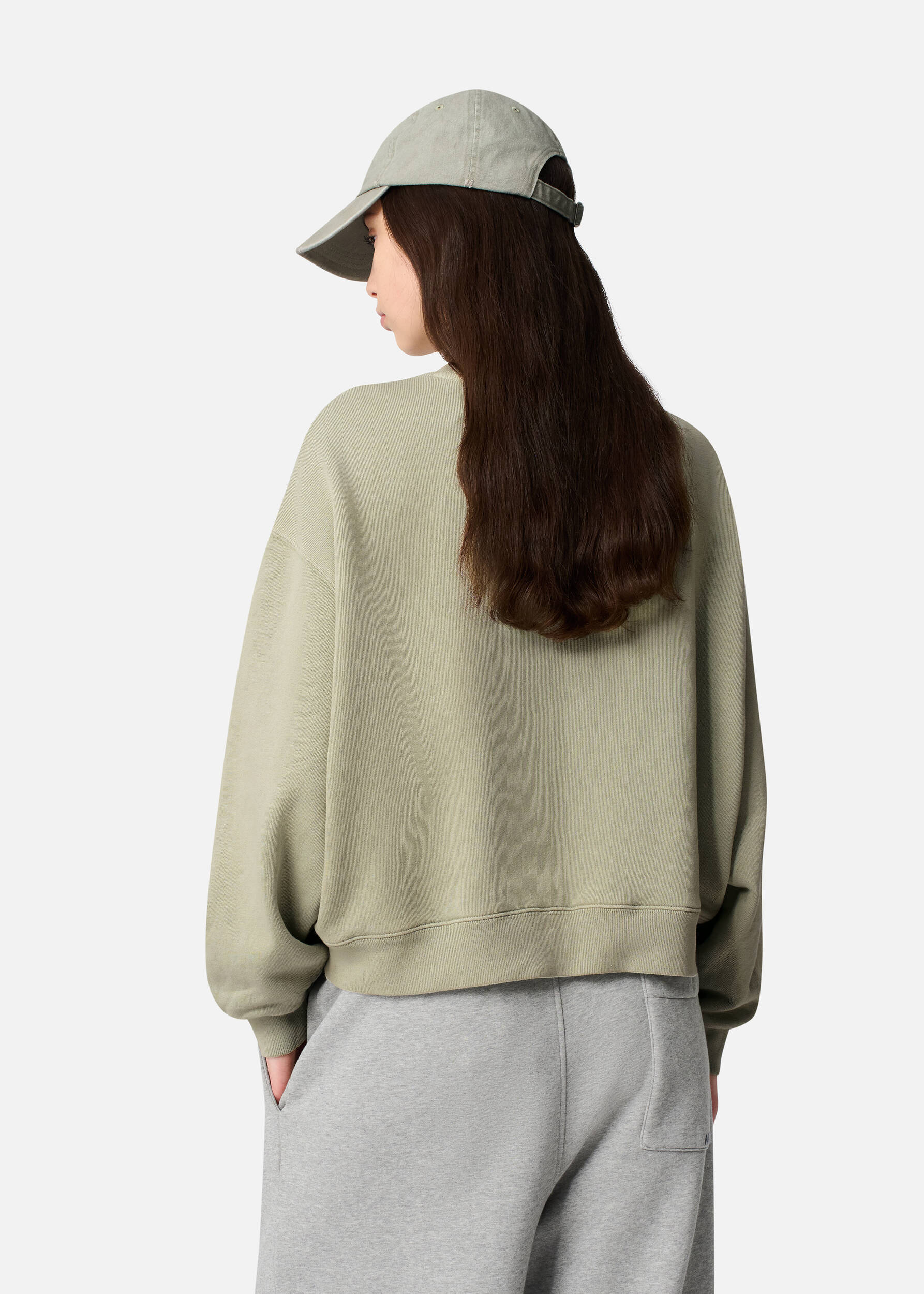 Distort Washed Sweatshirt Dusty Green