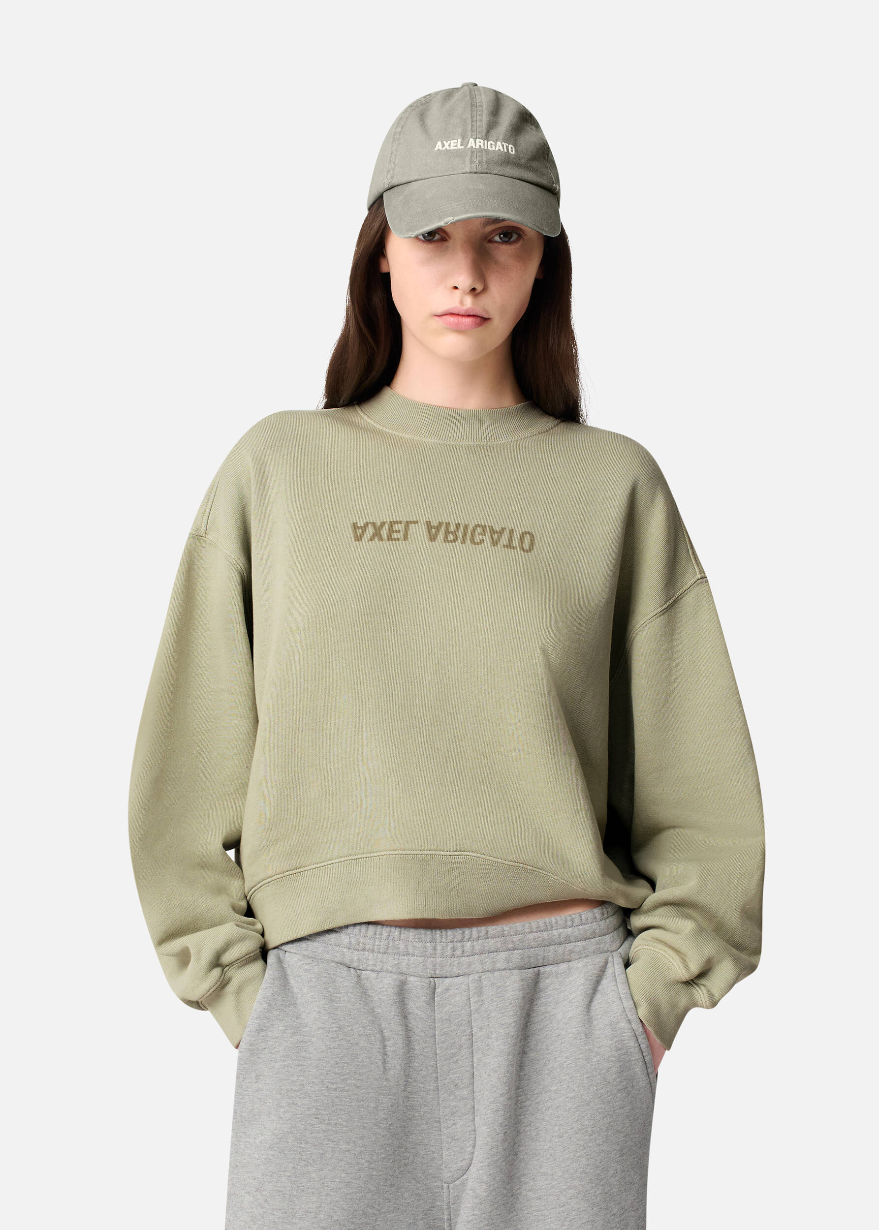 Distort Washed Sweatshirt Dusty Green