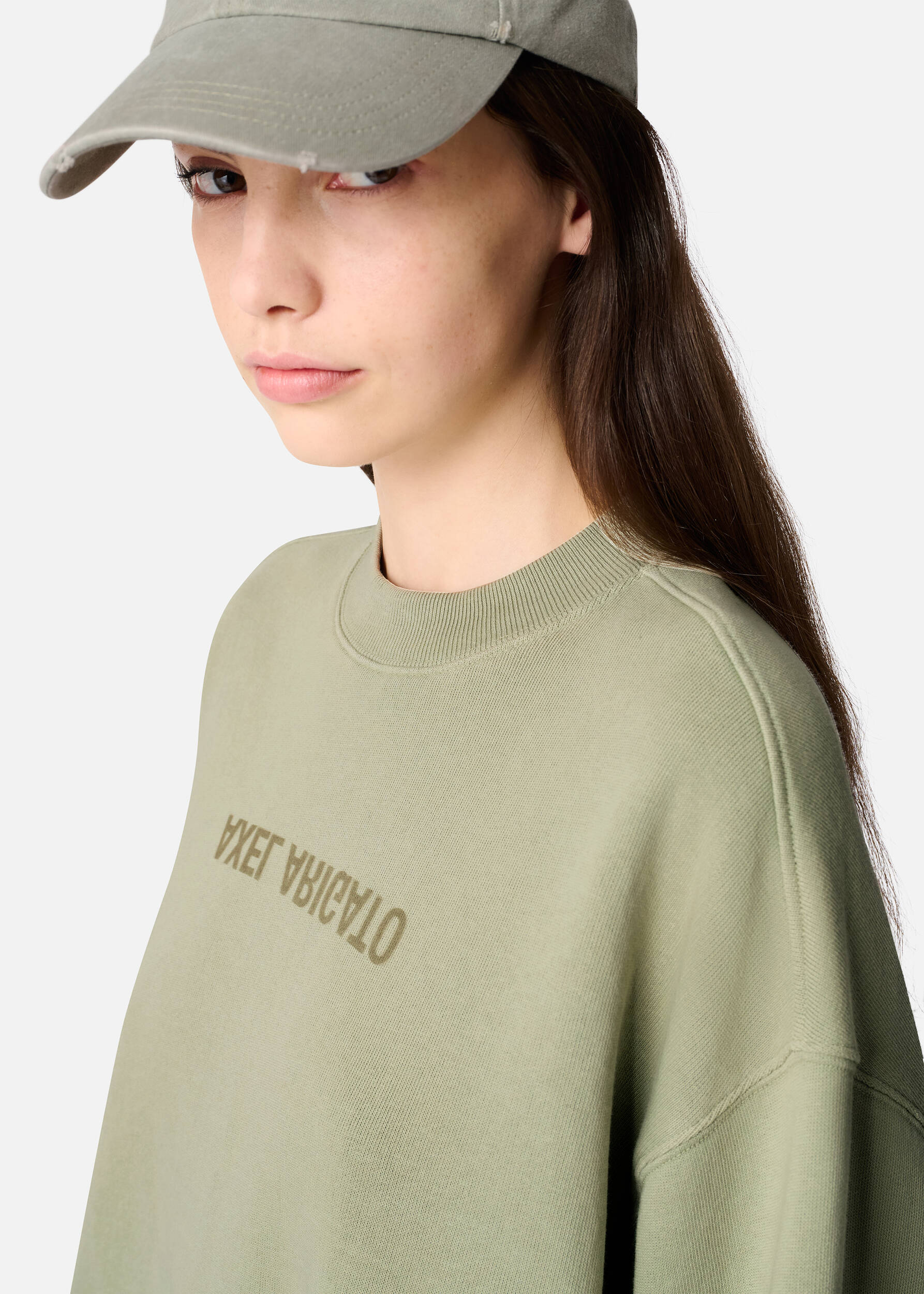 Distort Washed Sweatshirt Dusty Green