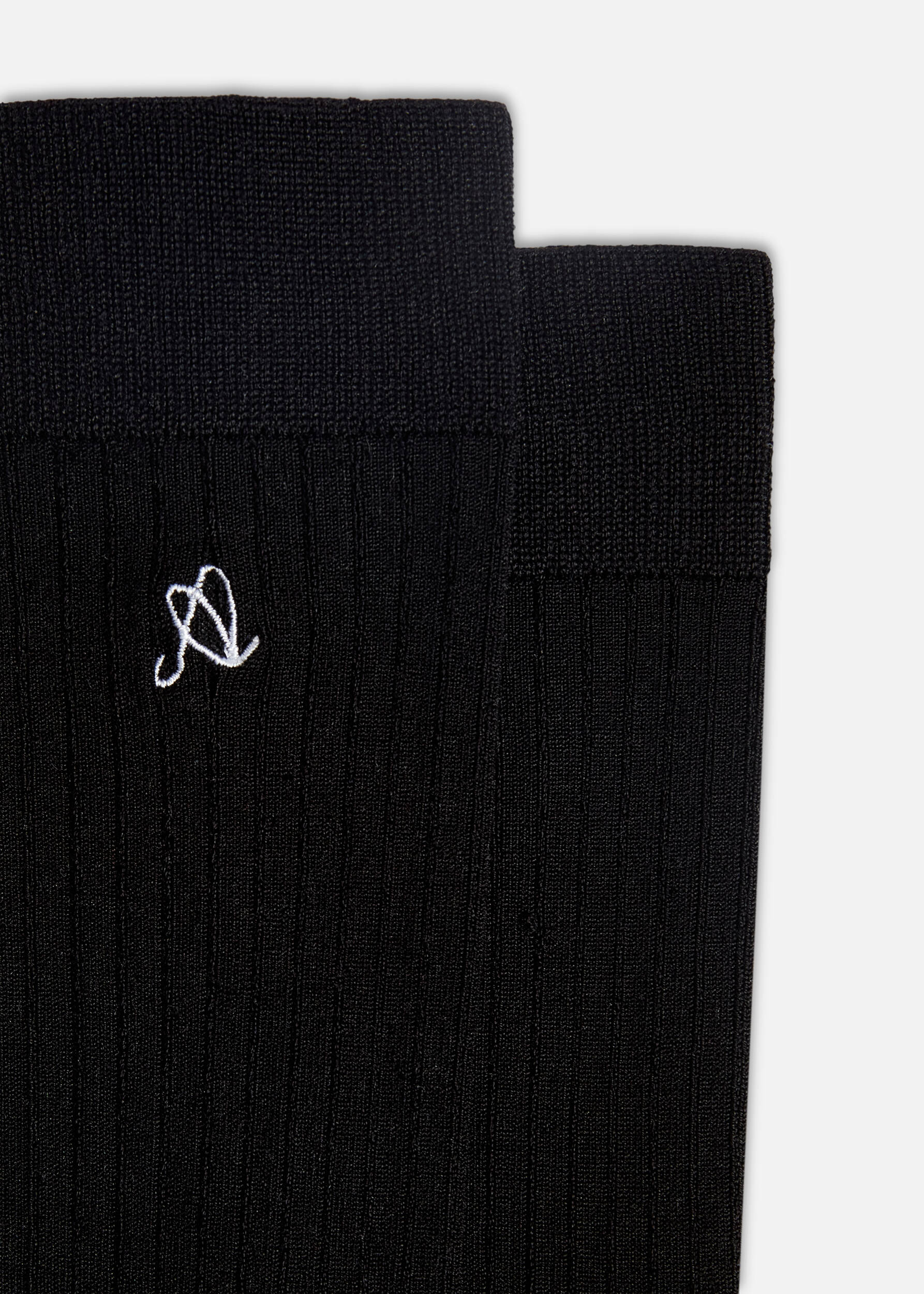 A Logo Silk Socks Black