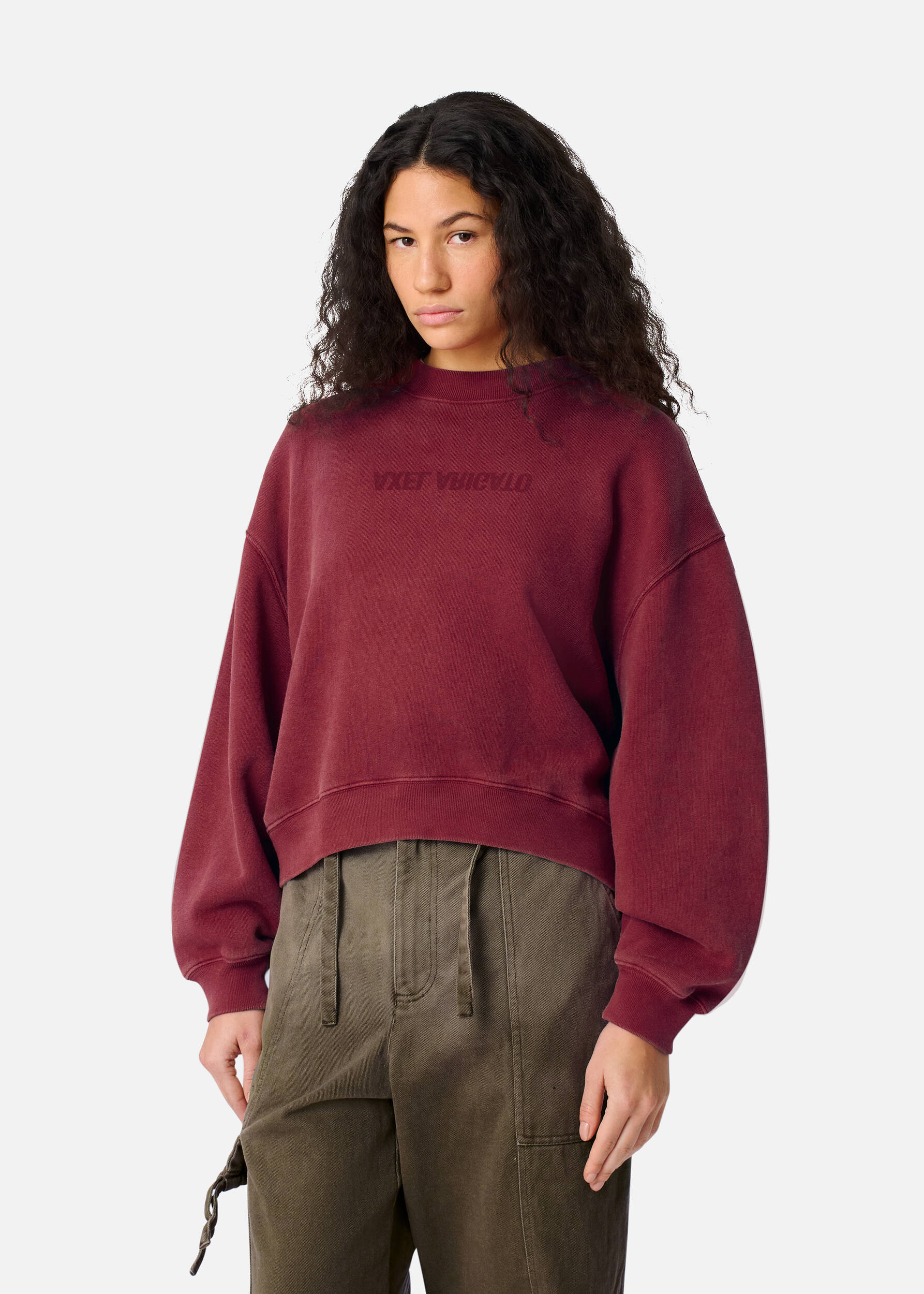 Distort Washed Sweatshirt Burgudy Red