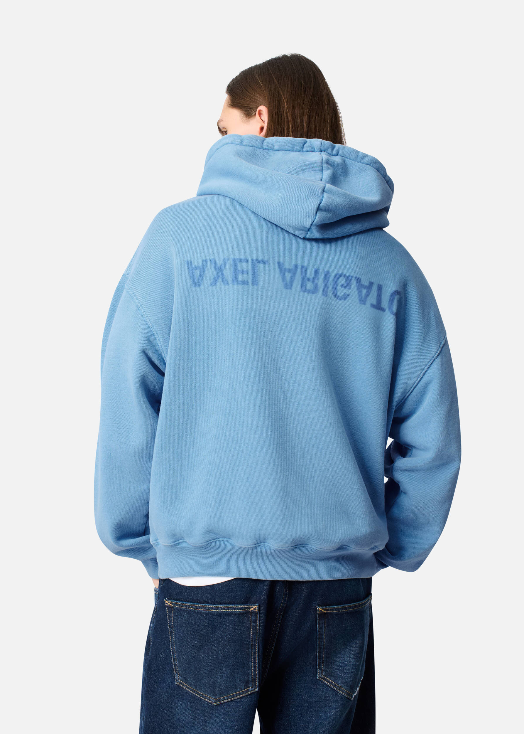 Distort Washed Hoodie Dark Cornflower Blue