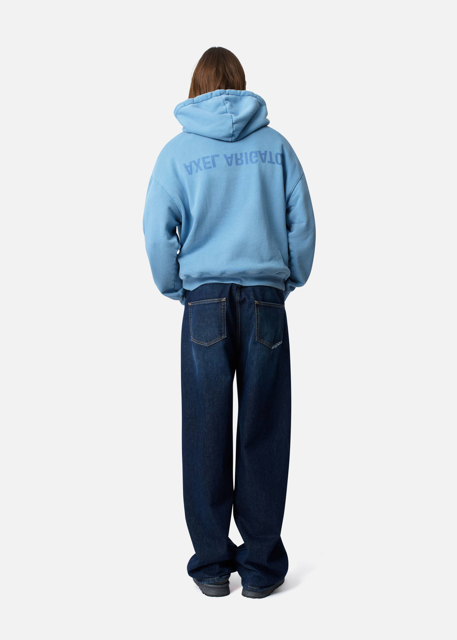 Distort Washed Hoodie Dark Cornflower Blue