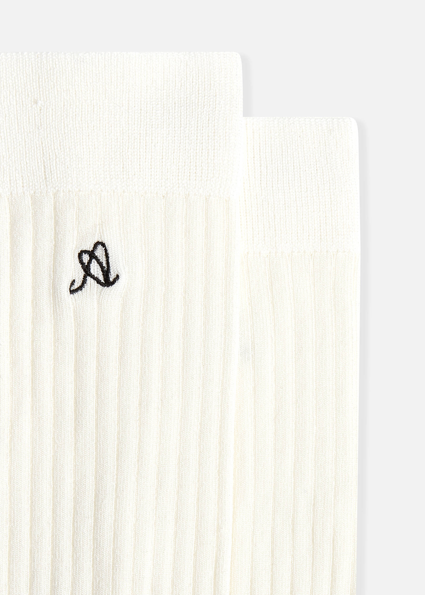 A Logo Silk Socks Beige