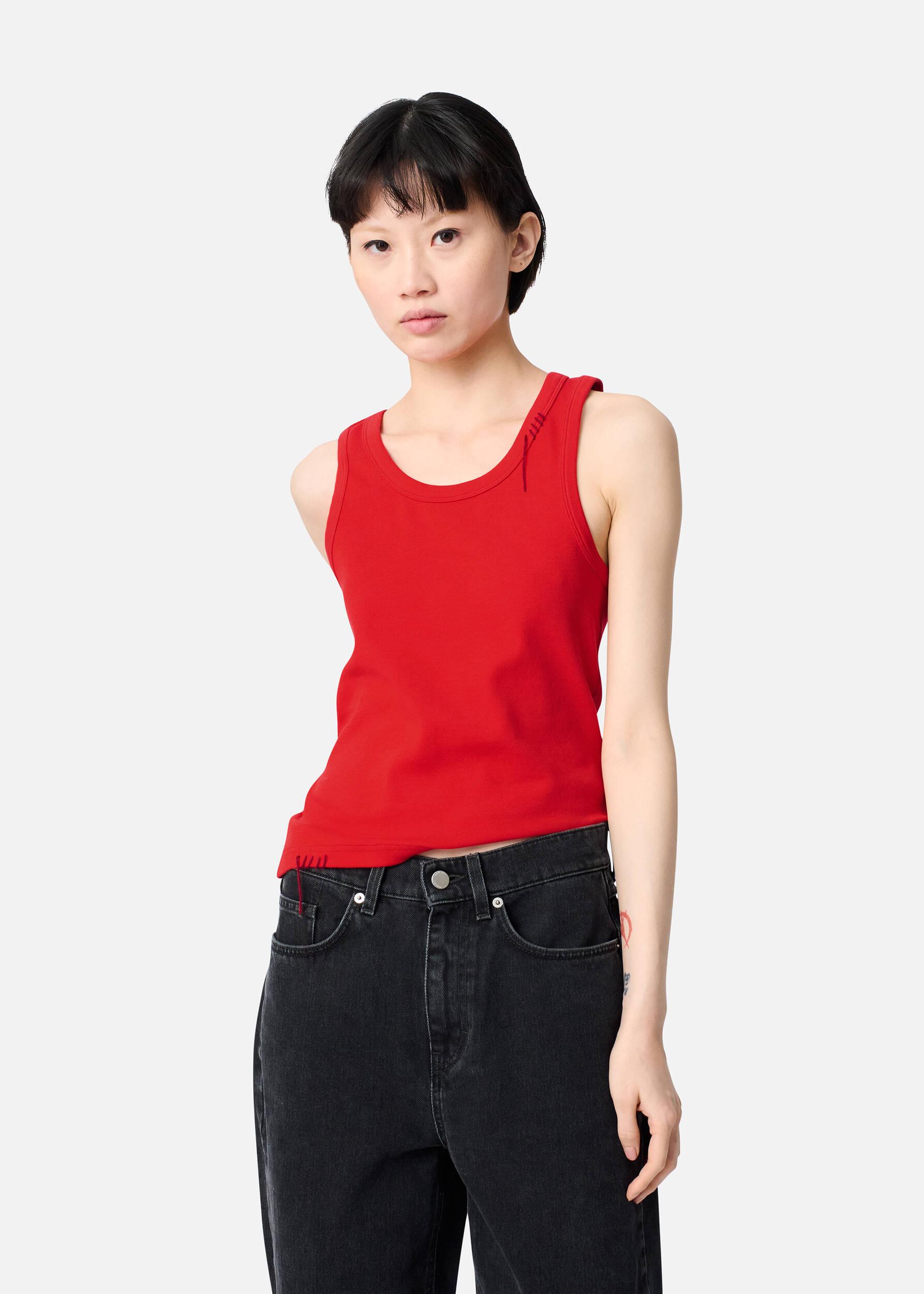 Traced Tank Top Bright Red