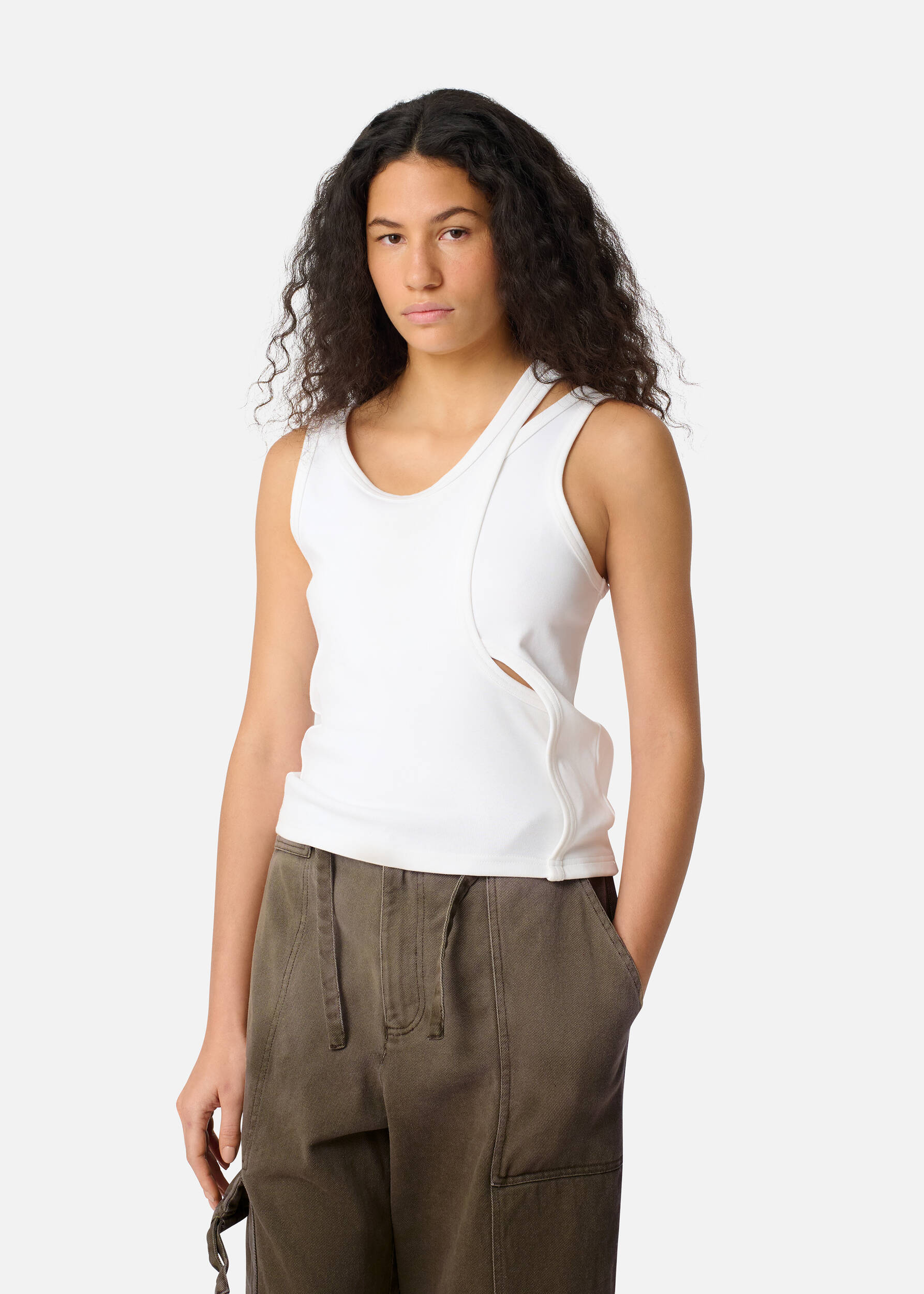Rina Layered Tank Top White