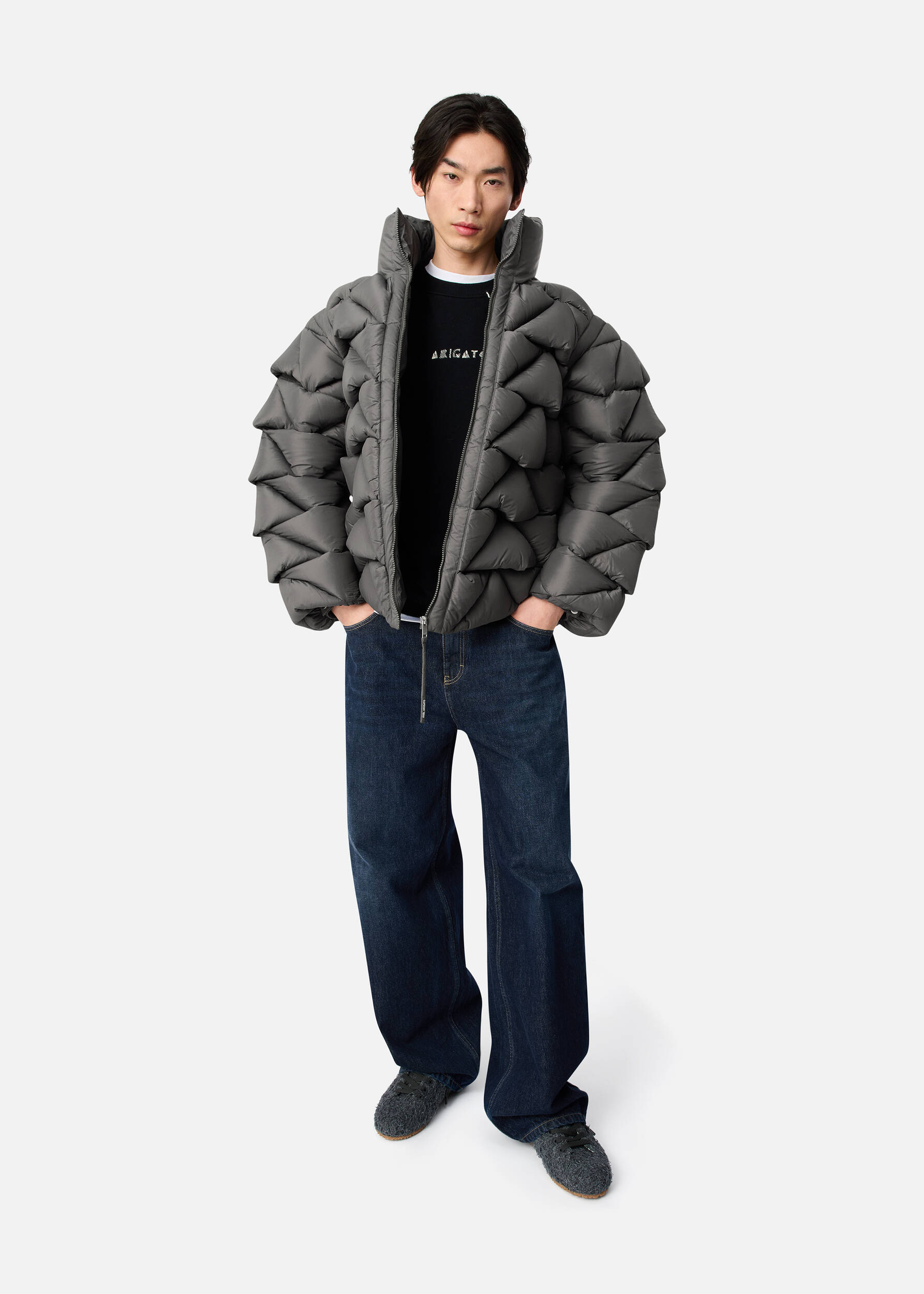 Knit Puffer Jacket Ash Grey 3 Knit Puffer Jacket Ash Grey