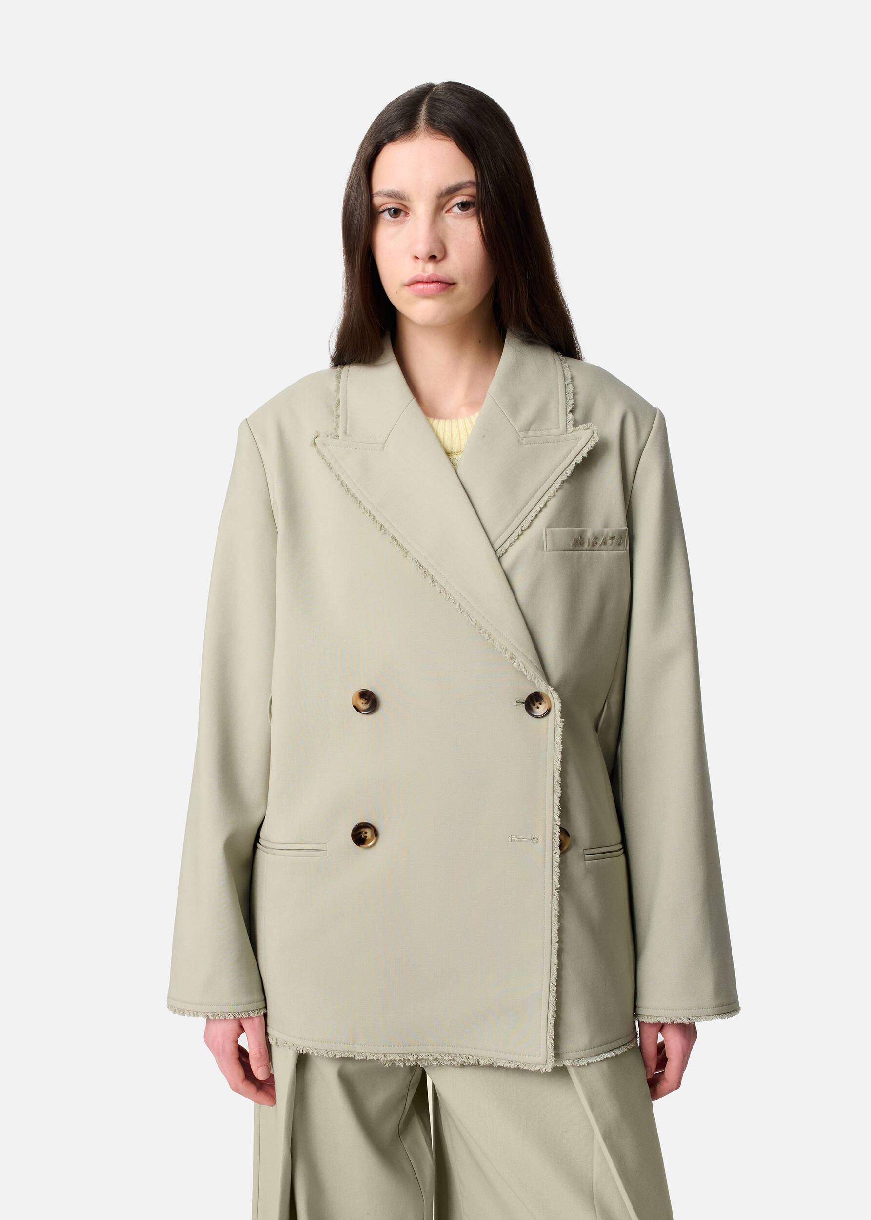 Thea Frayed Blazer Dusty Green