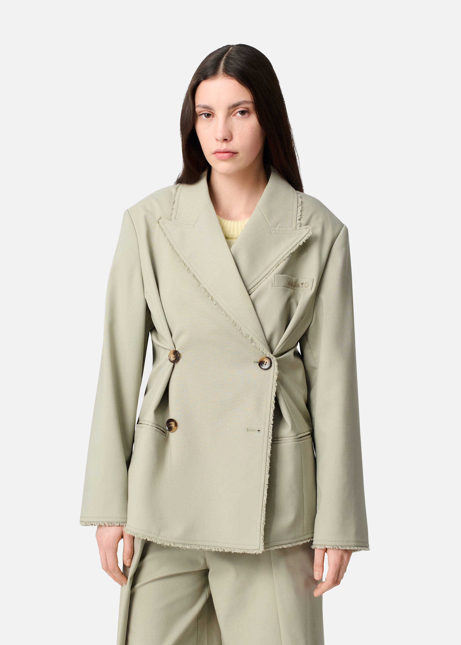 Thea Frayed Blazer Dusty Green 8 Thea Frayed Blazer Dusty Green