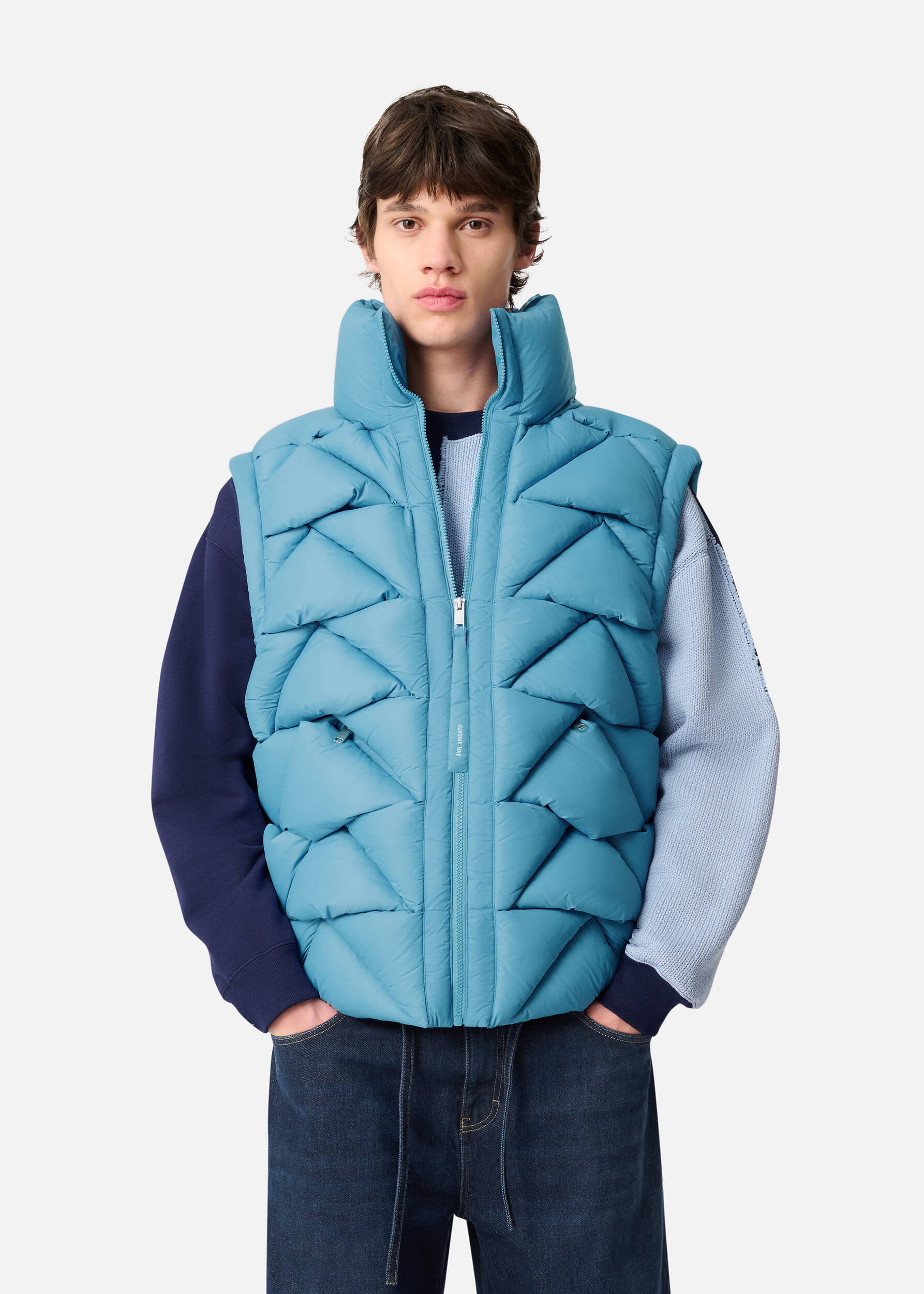 Knit Puffer Vest Sky Blue
