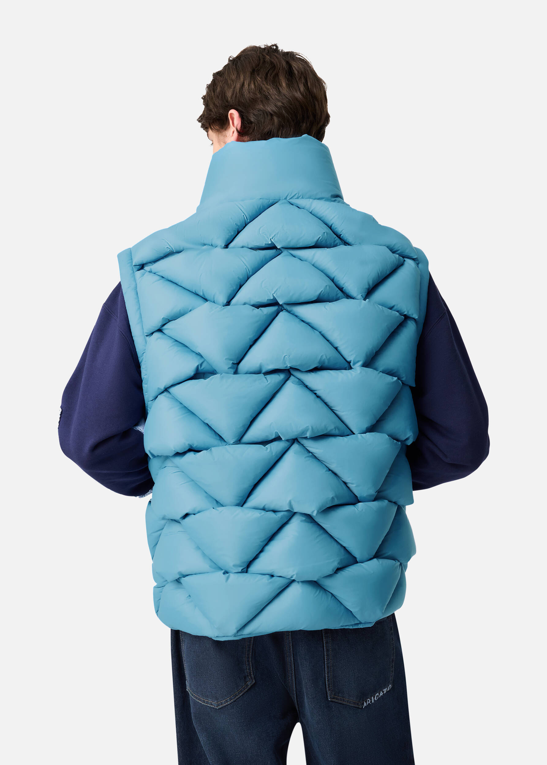 Knit Puffer Vest Sky Blue