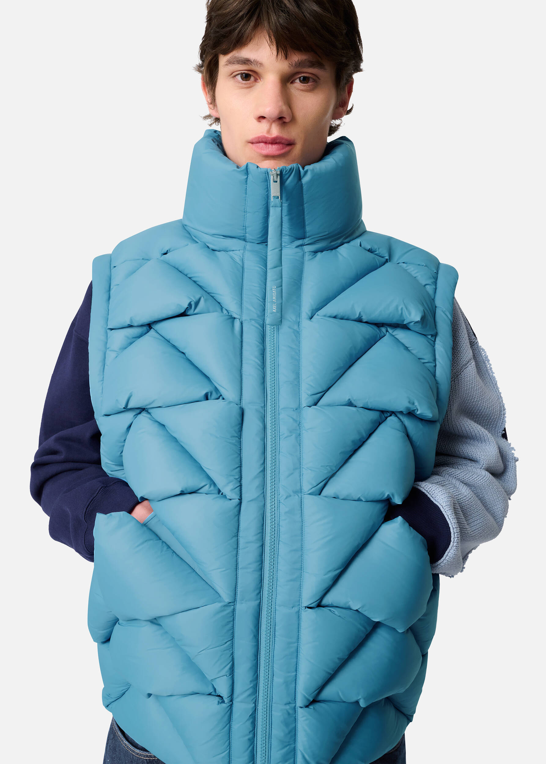 Knit Puffer Vest Sky Blue