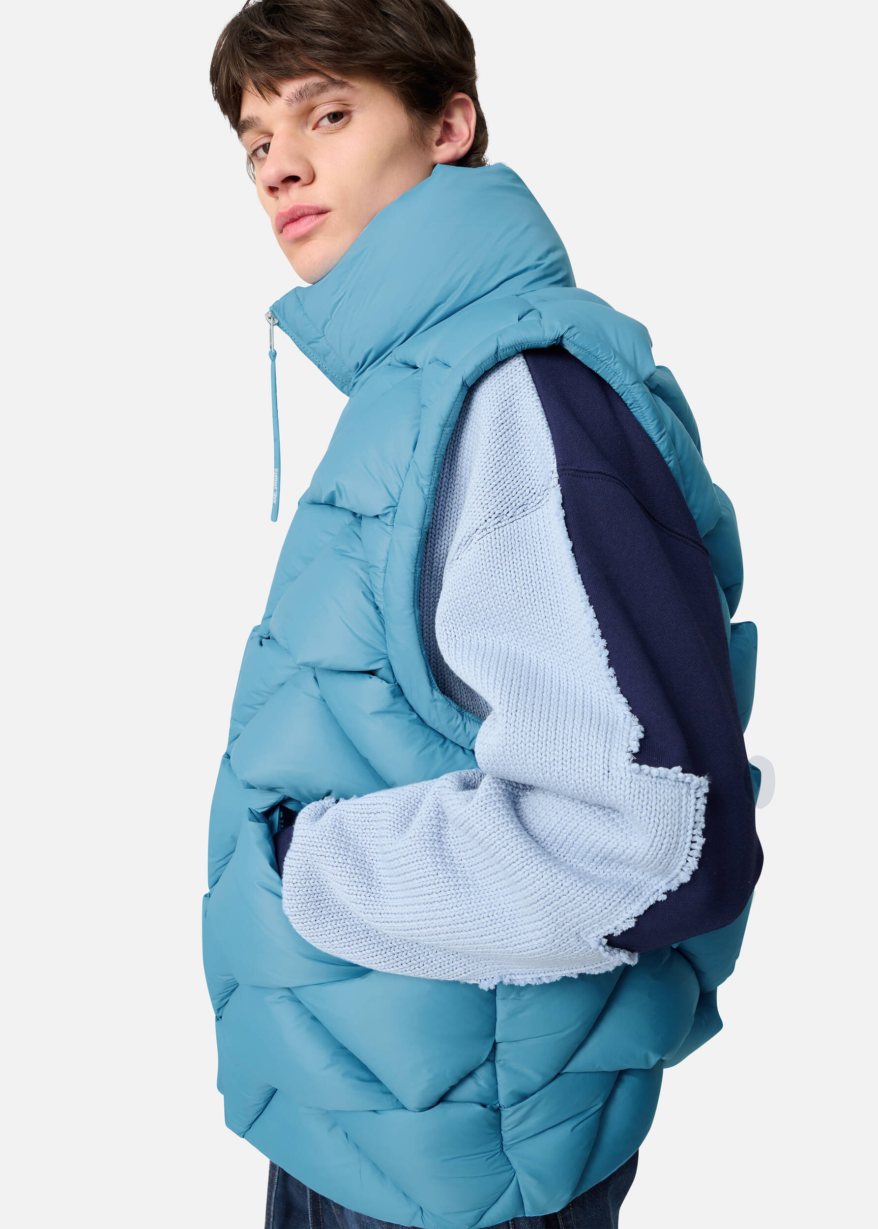 Knit Puffer Vest Sky Blue