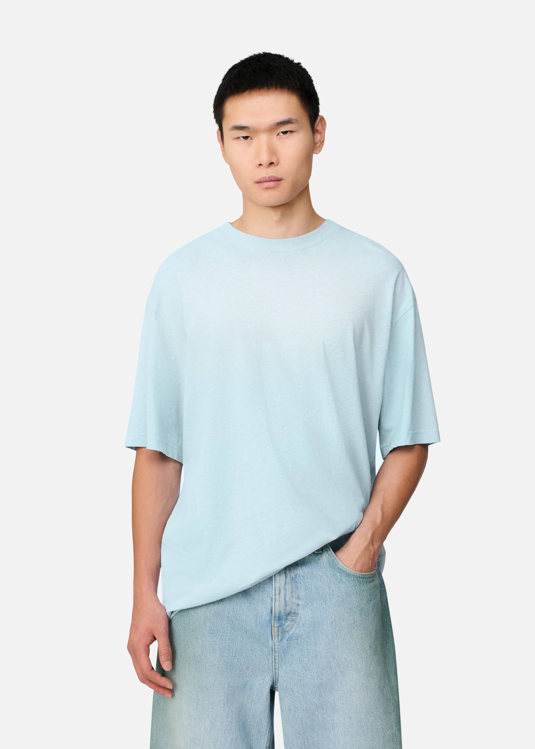 Bubble Reverse T-Shirt Powder Blue