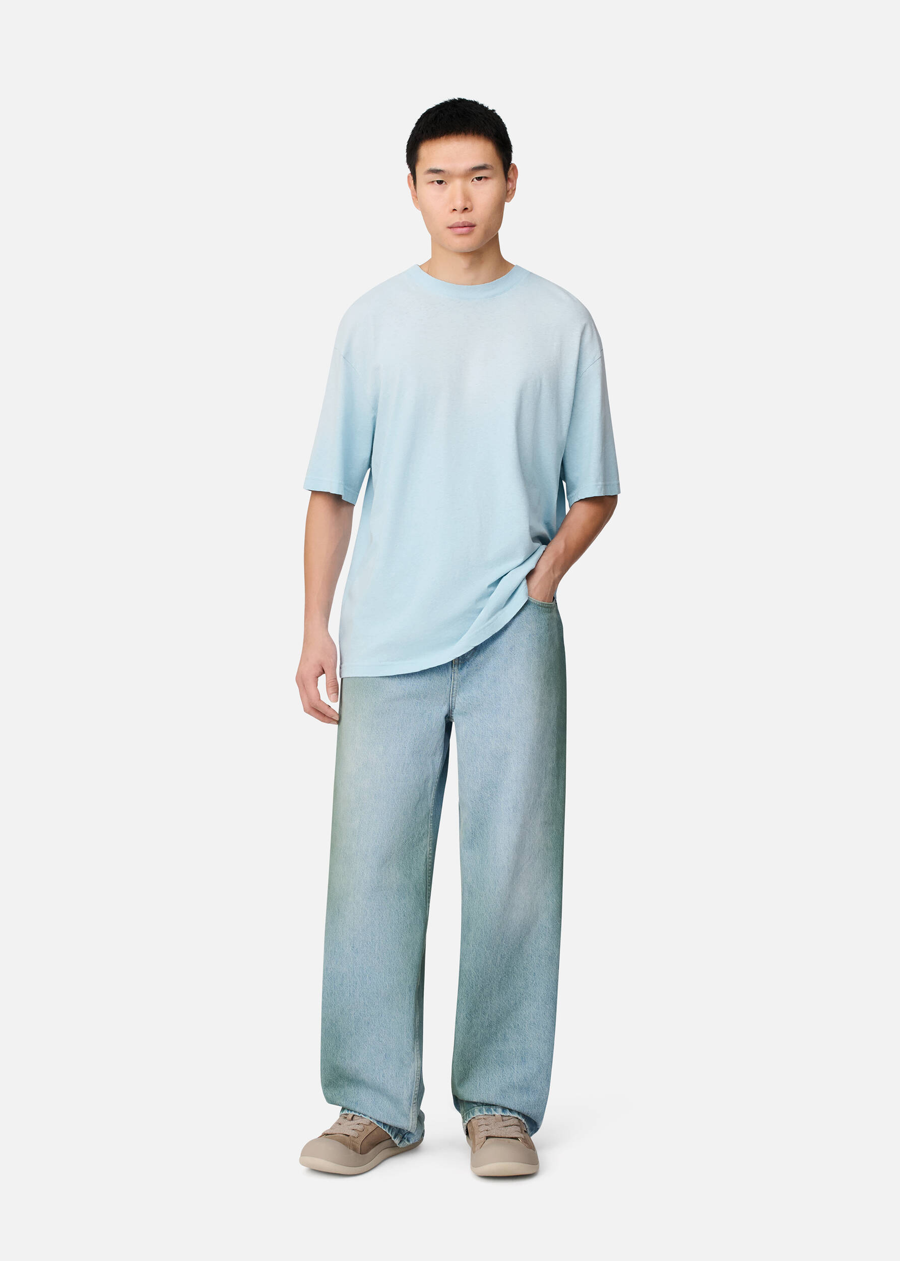 Bubble Reverse T-Shirt Powder Blue