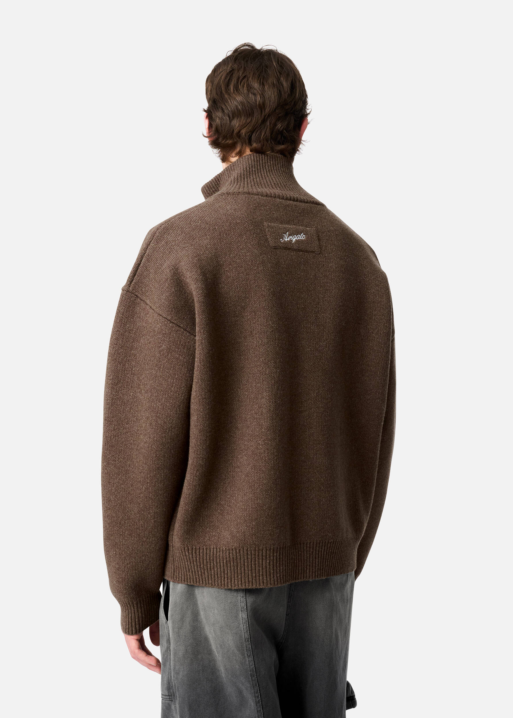 Core Zip-Up Sweater Dark Brown