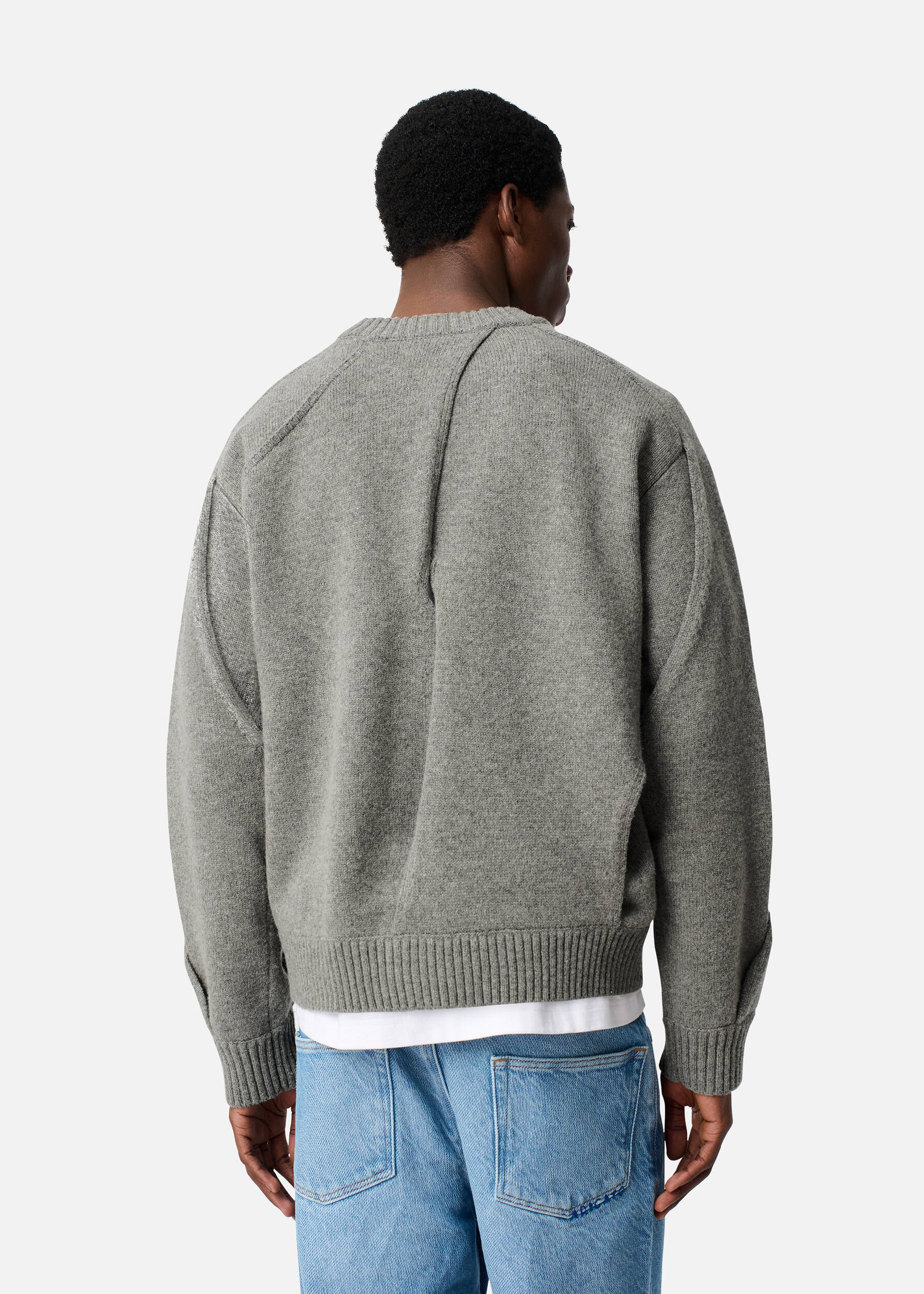 Stitch Panelled Sweater Grey Melange