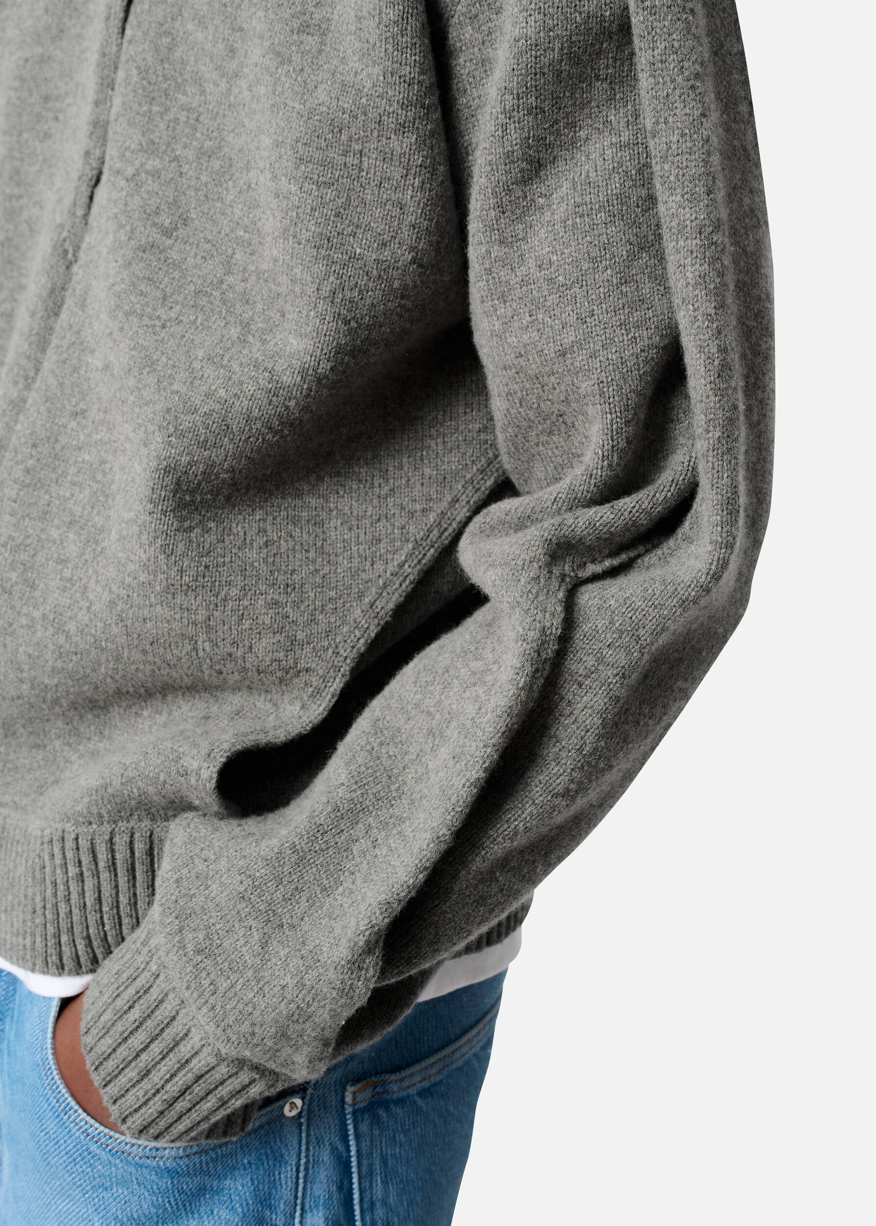 Stitch Panelled Sweater Grey Melange 4 Stitch Panelled Sweater Grey Melange