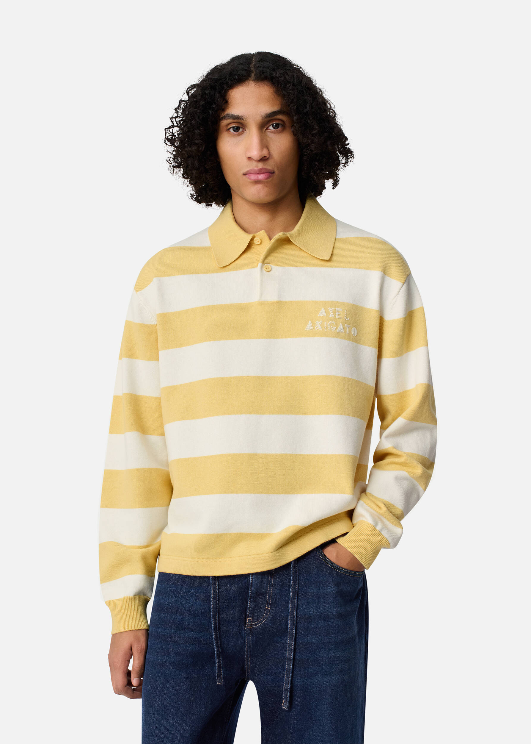 Frey Polo Sweater Light Yellow/Off White