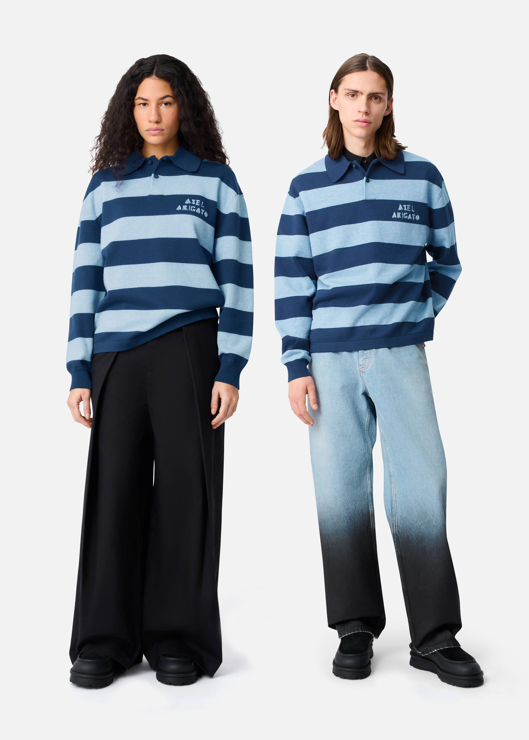 Frey Polo Sweater Navy/Light Blue