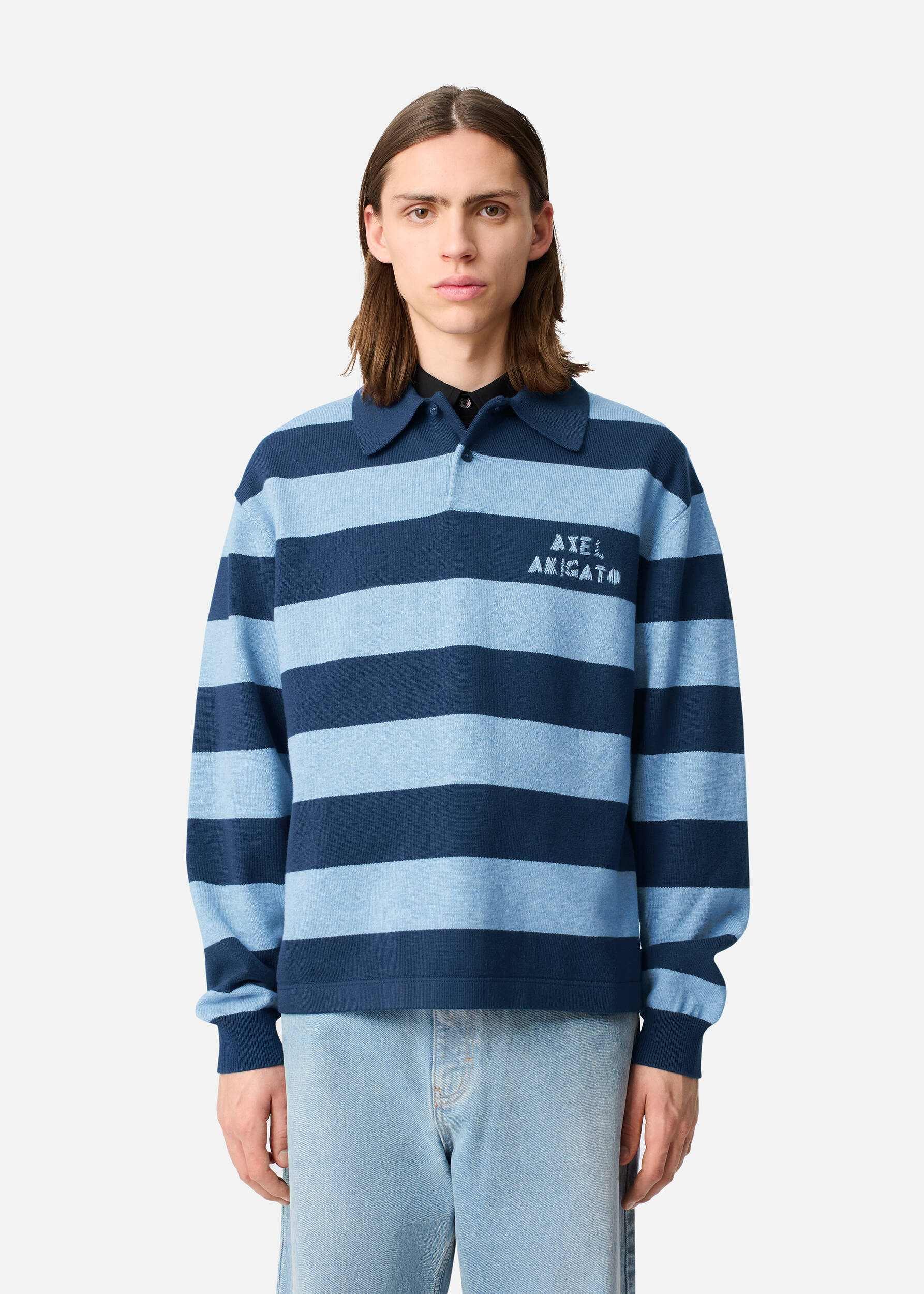Frey Polo Sweater Navy/Light Blue