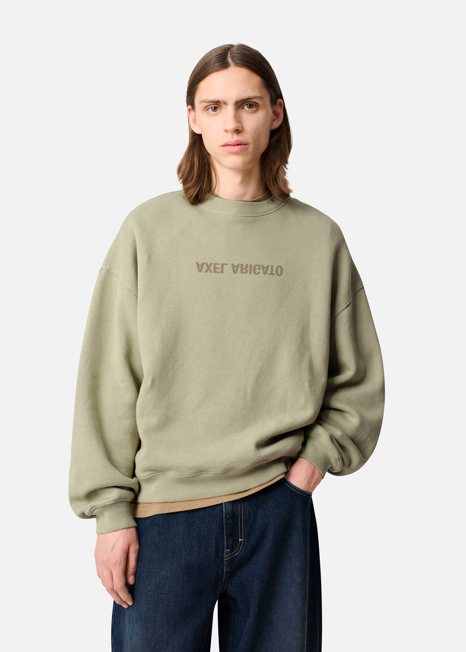 Distort Washed Sweatshirt Dusty Green