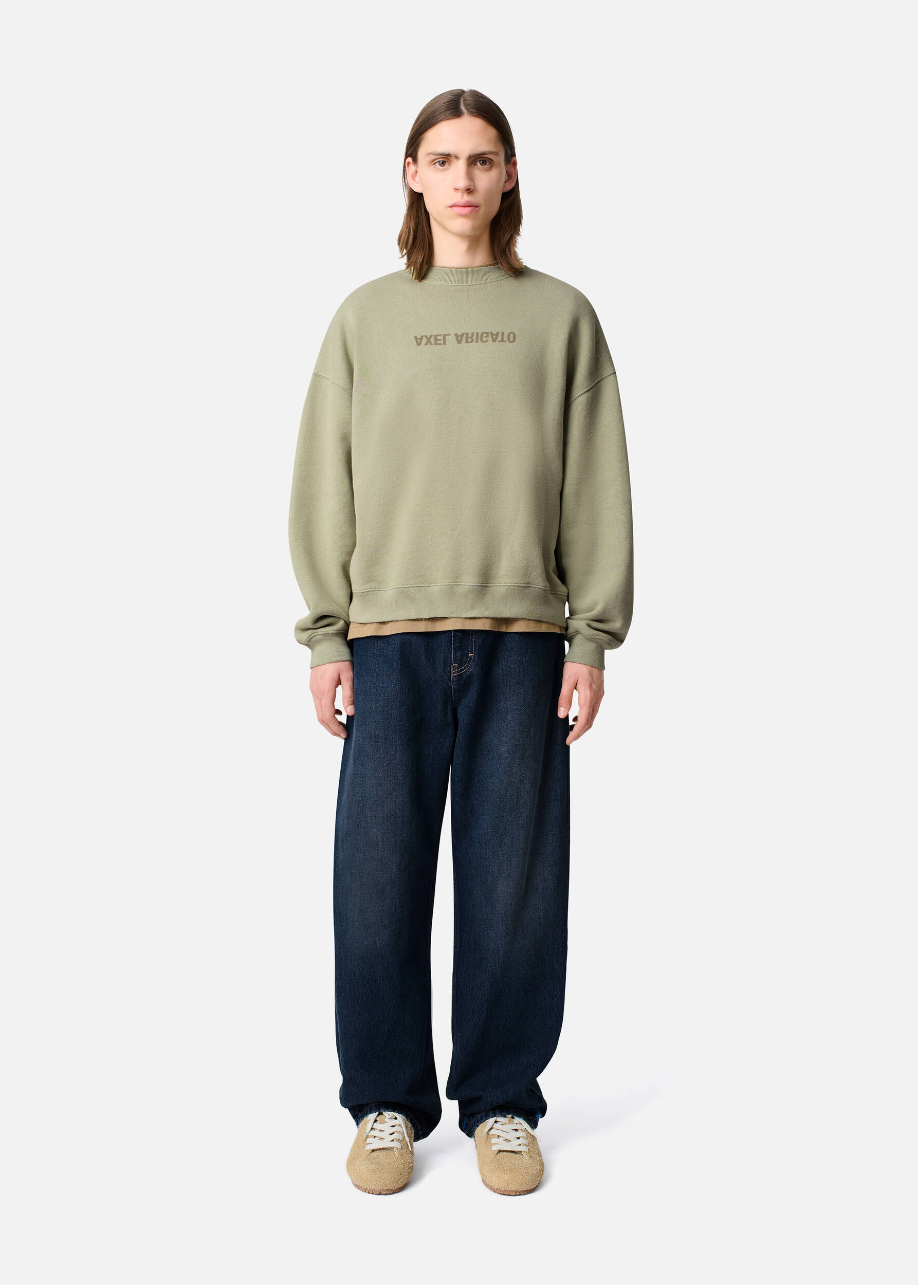 Distort Washed Sweatshirt Dusty Green