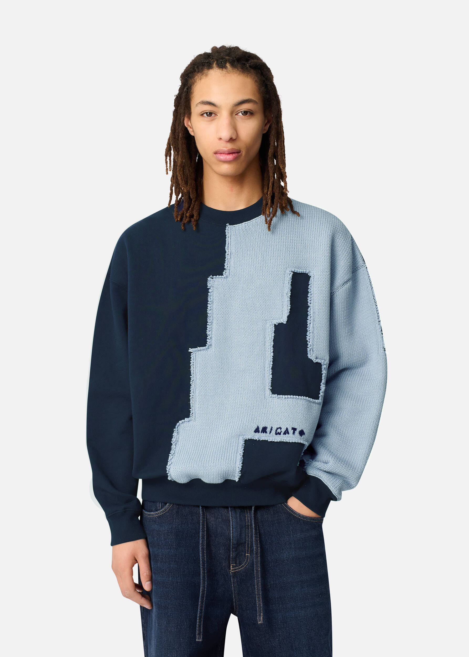 Pixel A Sweatshirt Navy/Light Blue