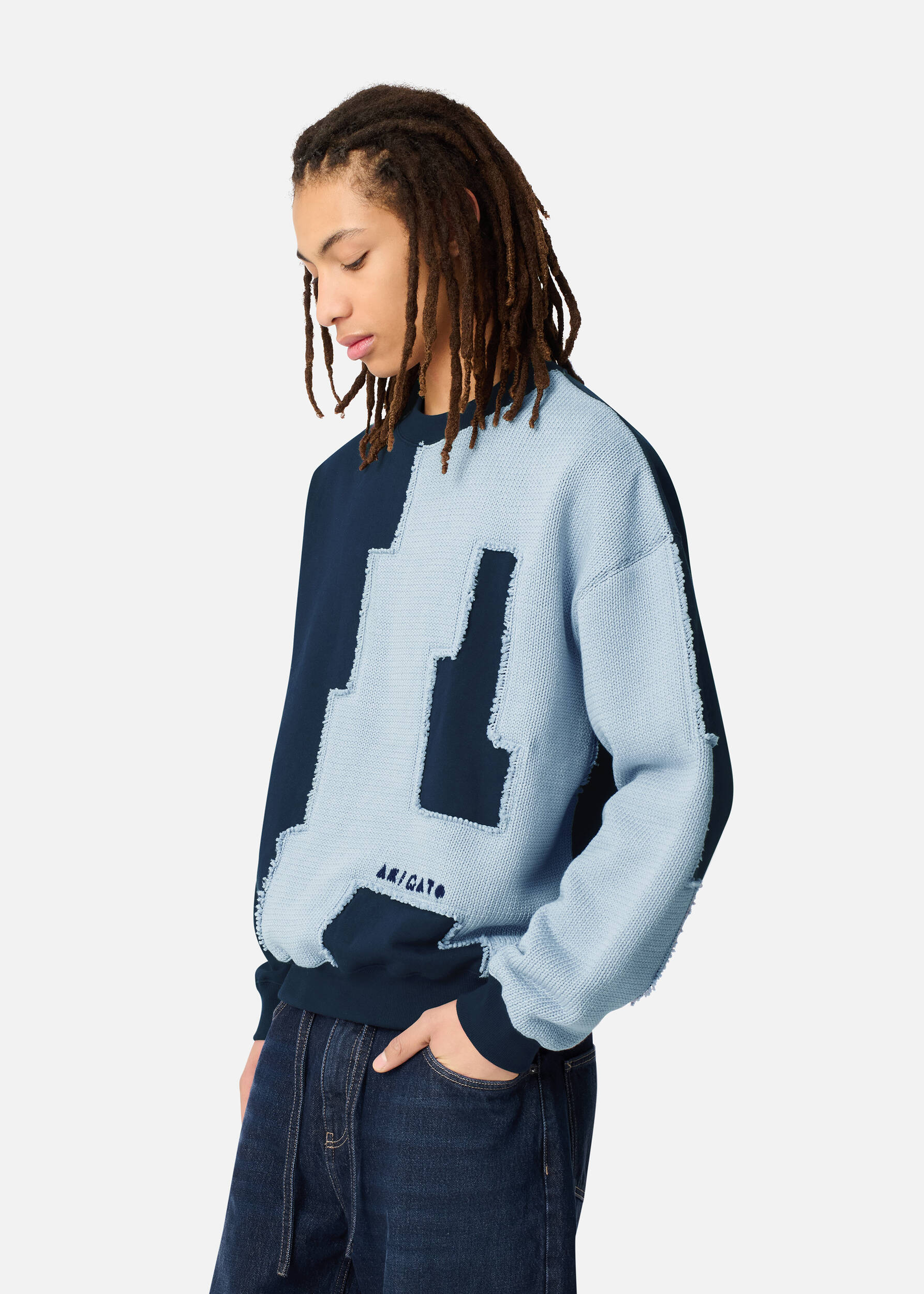 Pixel A Sweatshirt Navy/Light Blue