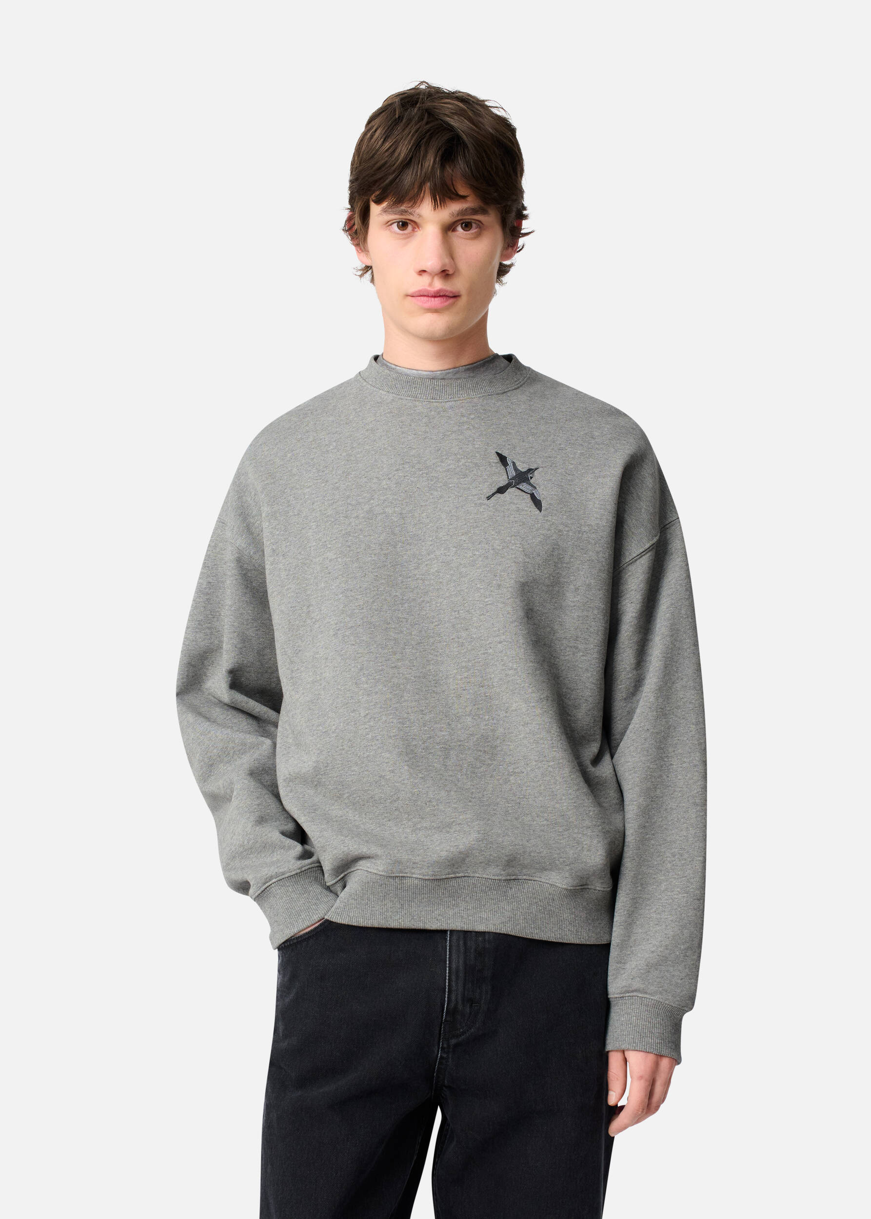 Micro Bee Bird Sweatshirt Grey Melange